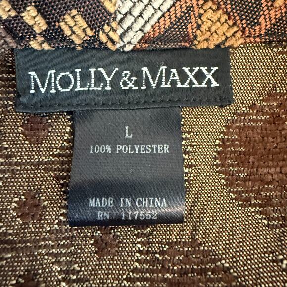 Molly & Maxx Women's Zip Up Collared Brown Tapestry Jacket Size Large - Picture 6 of 15
